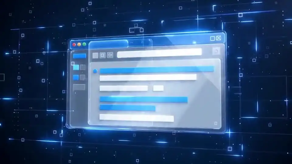 Animacja: okno strony internetowej składające się ze świetlnych linii